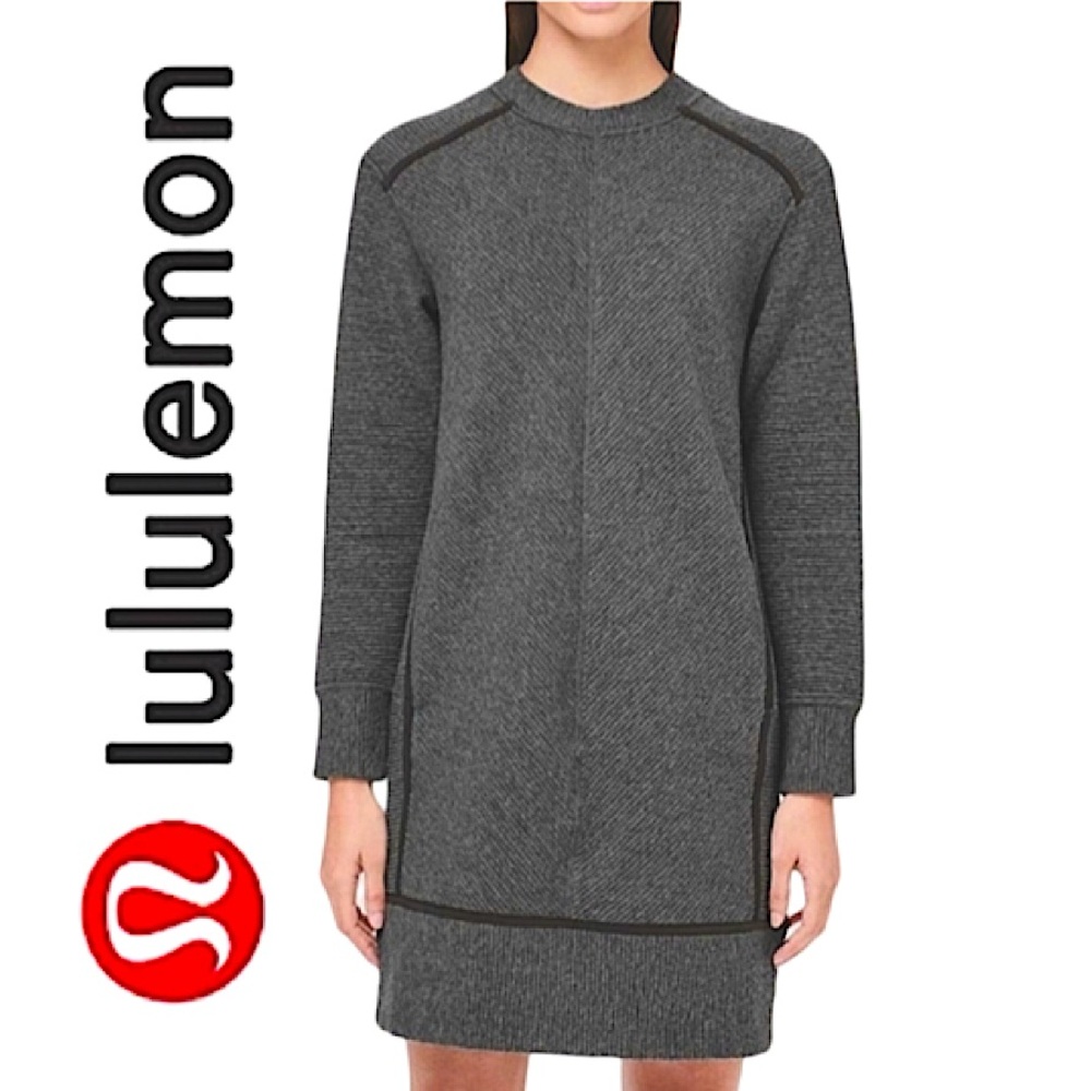 LULULEMON.EUC. “On Repeat” midi long sleeve dress. Heathered Core Dark Grey. 6.